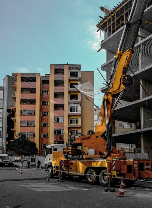 Construction site with crane and equipment